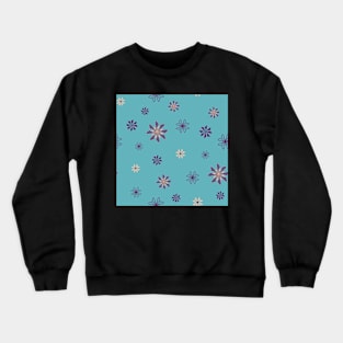 Flower flakes on teal blue background Crewneck Sweatshirt